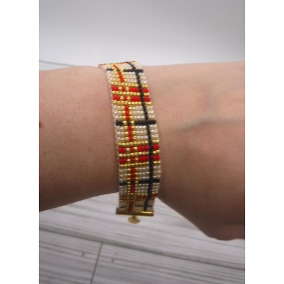 Loom Beaded Bracelet Plaid - Picture 1 of 4